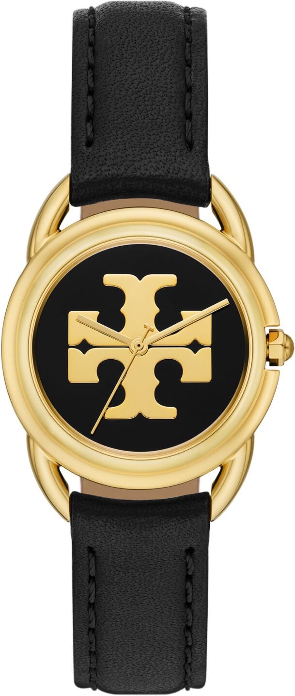 Tory Burch Women's The Miller Black Leather Strap Watch 32mm - Black