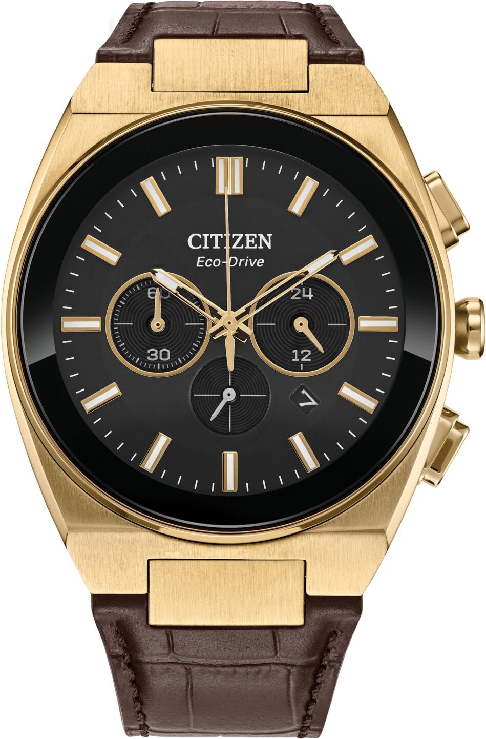 Citizen Eco-Drive Men's Chronograph Modern Black Leather Strap Watch 43mm - Black