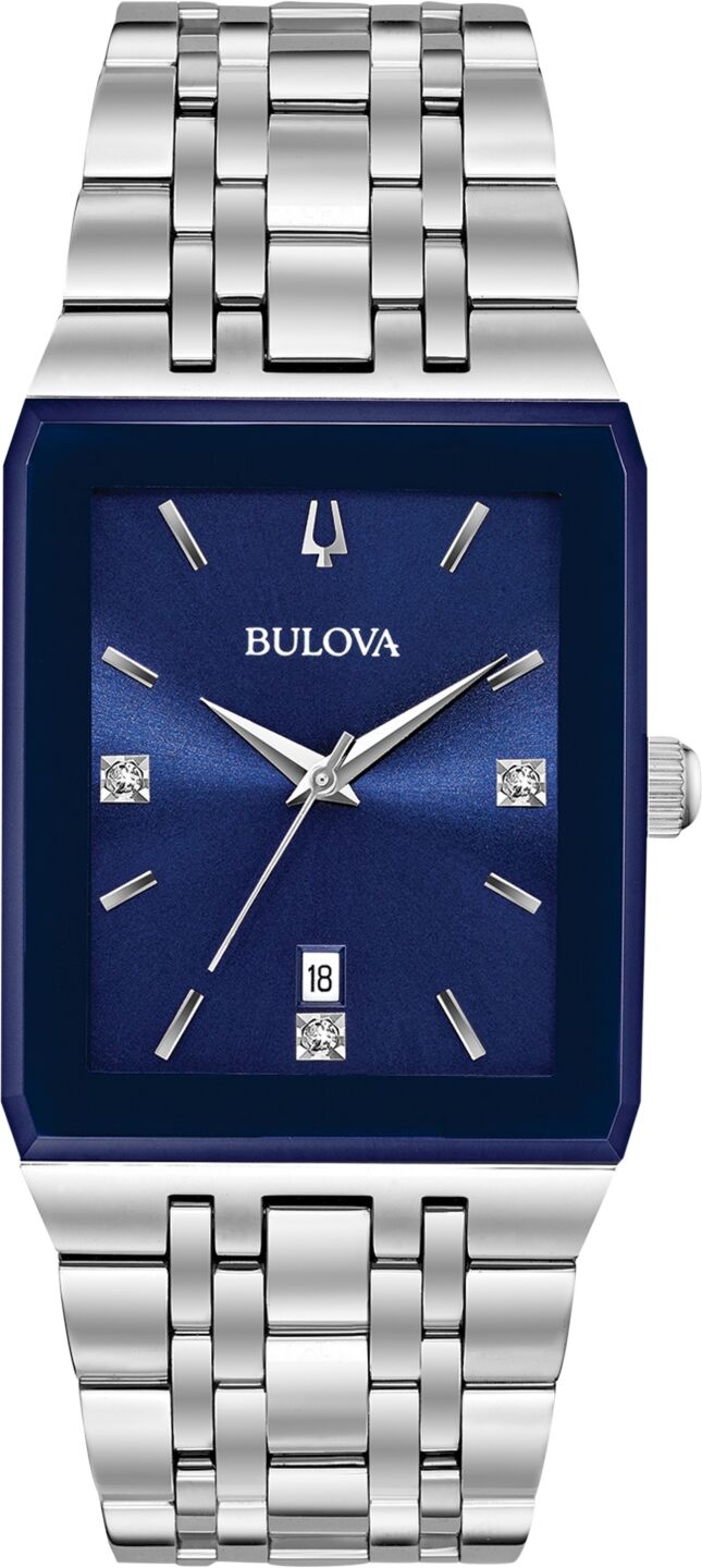 Bulova Men's Futuro Diamond-Accent Stainless Steel Bracelet Watch 31x45mm, Created for Macy's