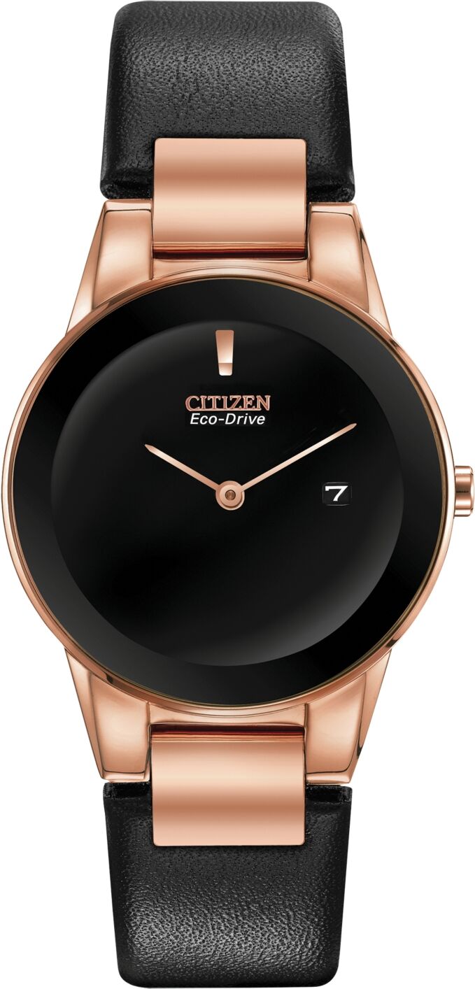 Citizen Eco-Drive Women's Axiom Black Leather Strap Watch 30mm - Black