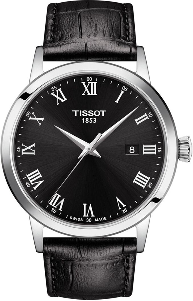 Tissot Men's Swiss Classic Dream Black Leather Strap Watch 42mm - Black