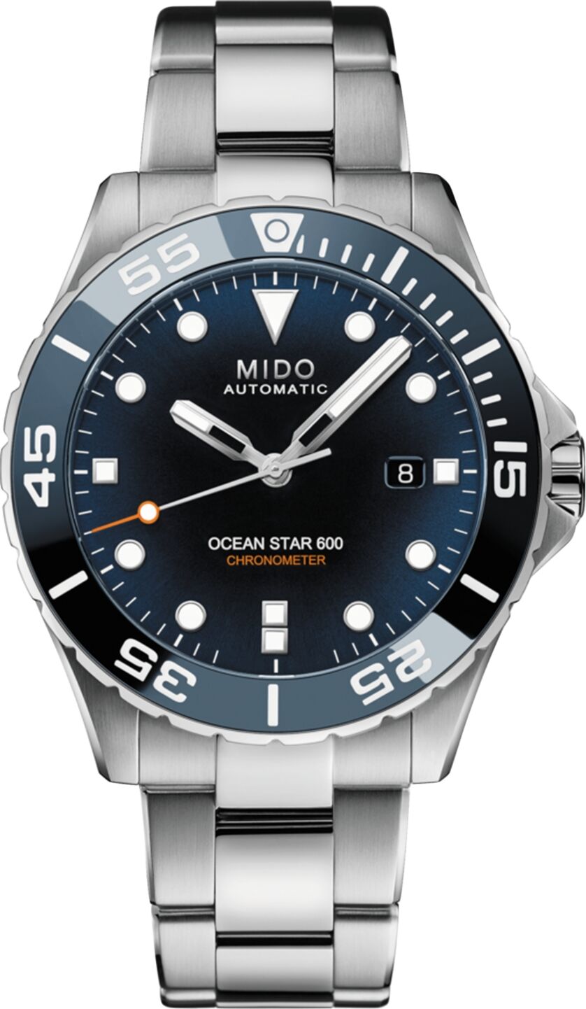 Mido Men's Swiss Automatic Ocean Star 600 Chronometer Stainless Steel Bracelet Watch 44mm - Blue