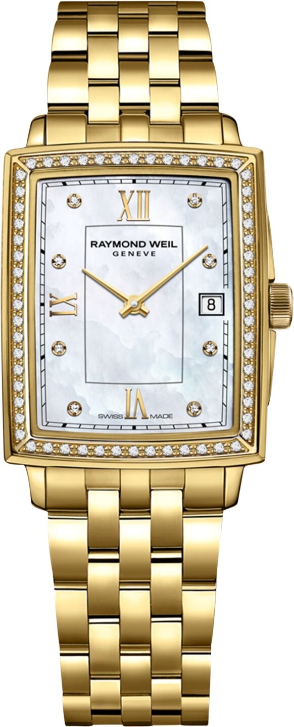 Raymond Weil Women's Swiss Toccata Diamond (1/5 ct. t.w.) Gold Pvd Stainless Steel Bracelet Watch 23x35mm - White