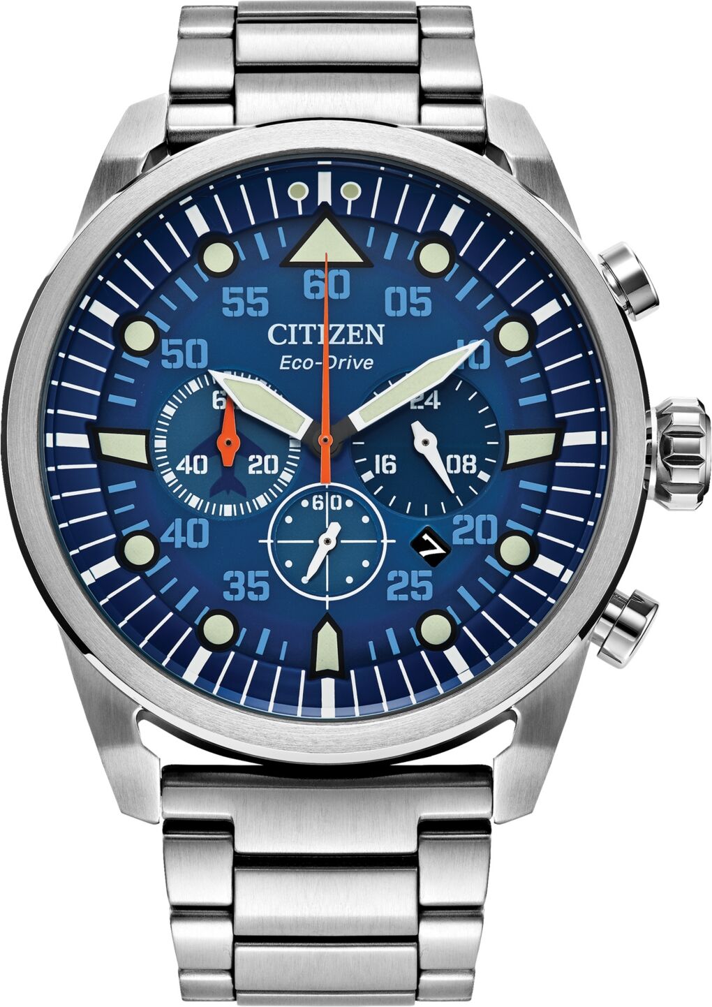 Citizen Eco-Drive Men's Chronograph Avion Weekender Stainless Steel Bracelet Watch 45mm - Blue