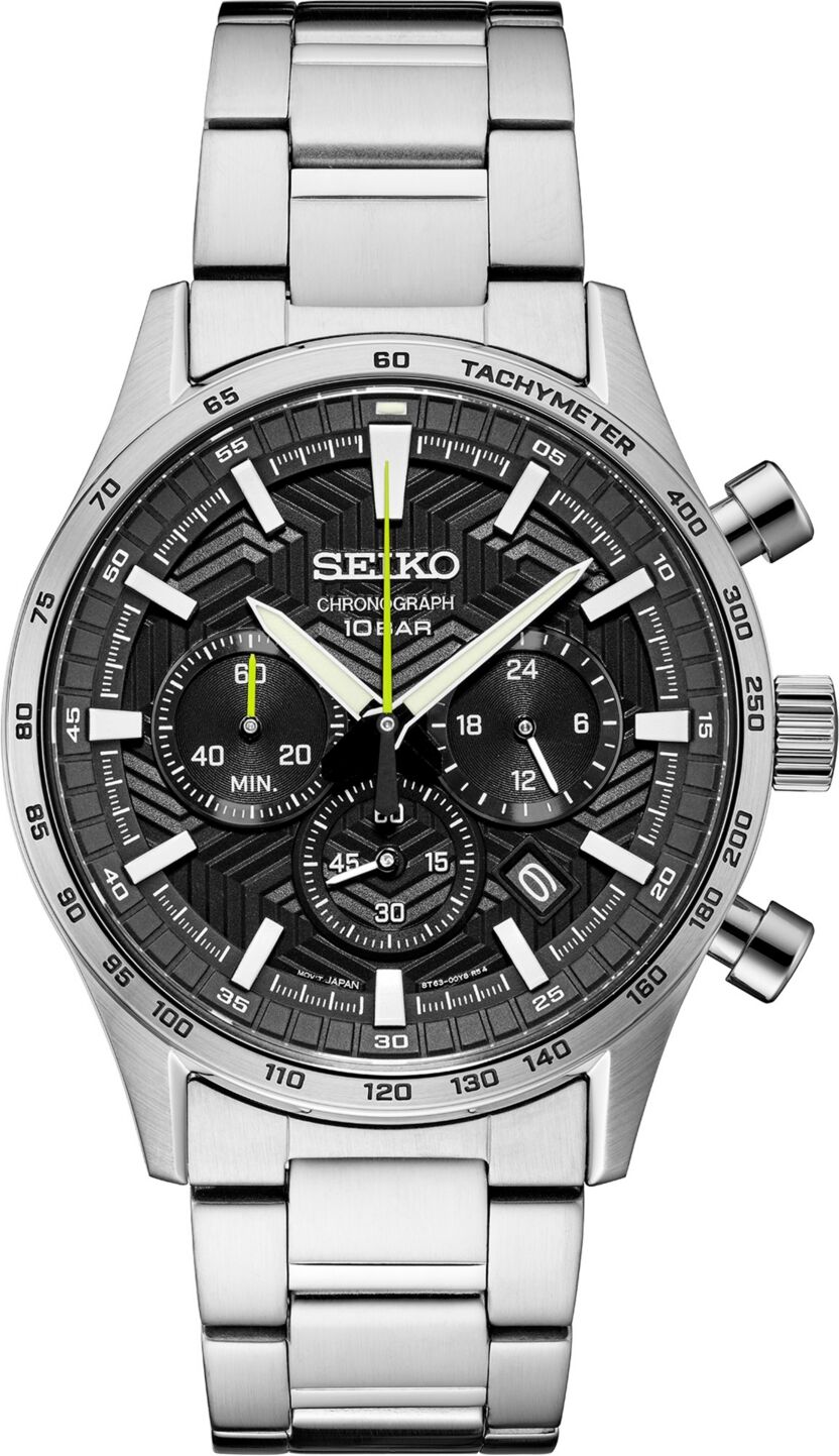 Seiko Men's Chronograph Essentials Stainless Steel Bracelet Watch 43mm - Black