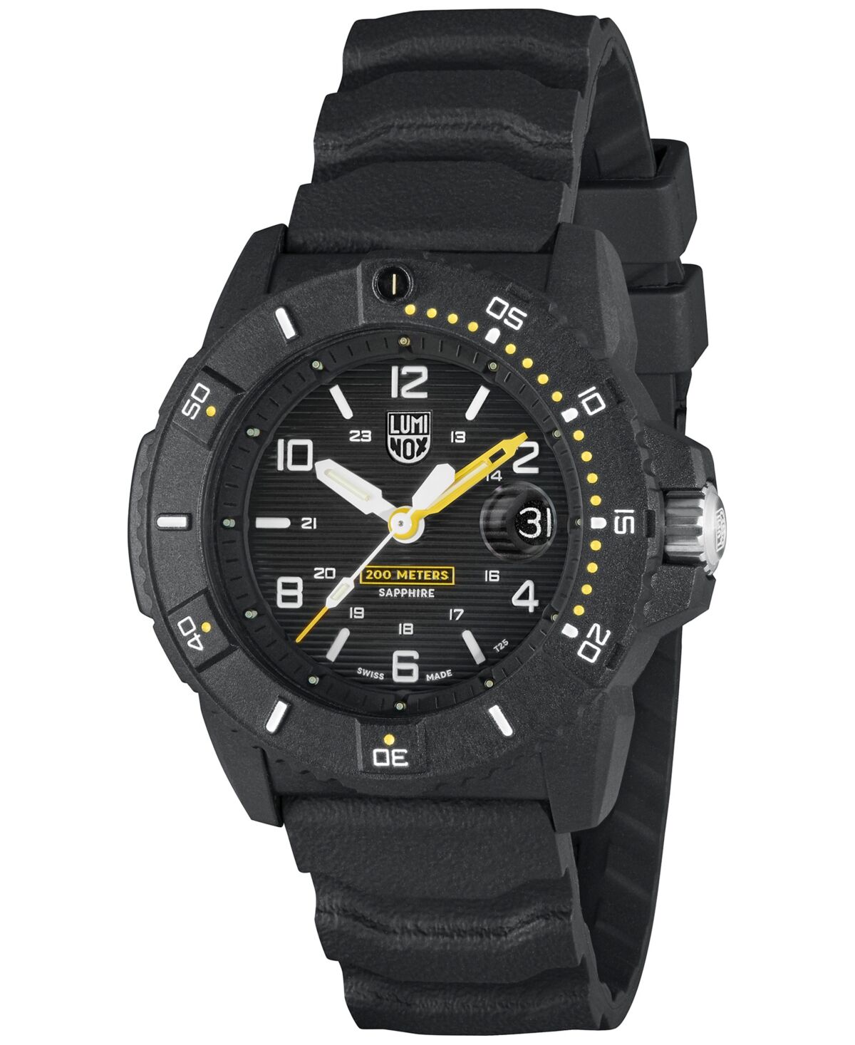Luminox Men's Swiss Navy Seal Magnifying Glass Dive Black Rubber Strap Watch 45mm