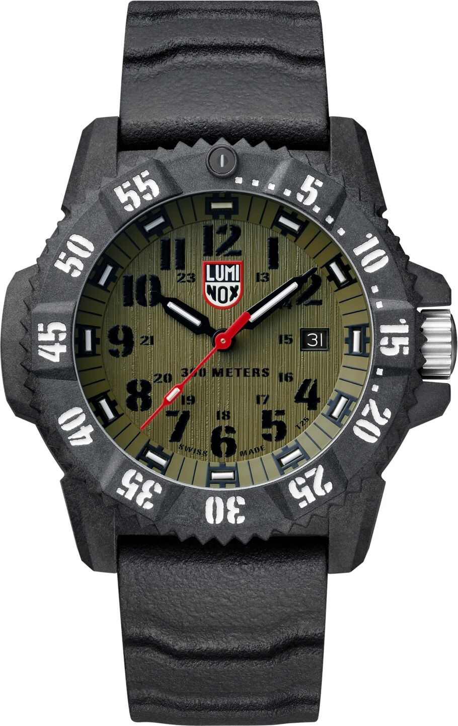 Luminox Men's Swiss Master Carbon Seal Black Rubber Strap Watch 46mm