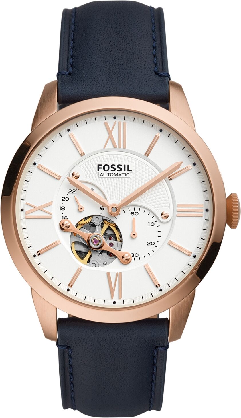 Fossil Townsman Automatic Navy Leather Watch 44mm - Navy