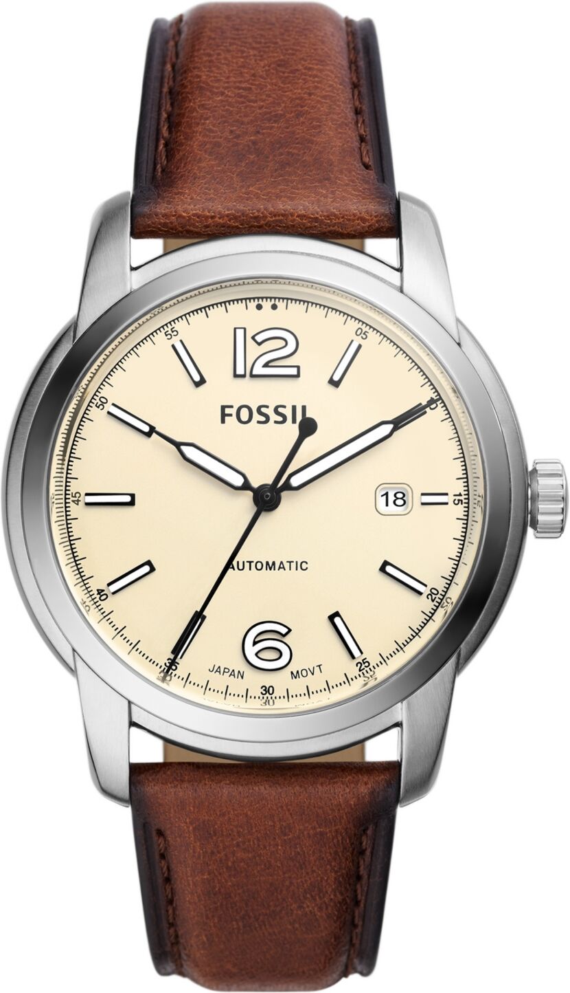 Fossil Men's Heritage Automatic Brown Leather Watch 43mm - Brown