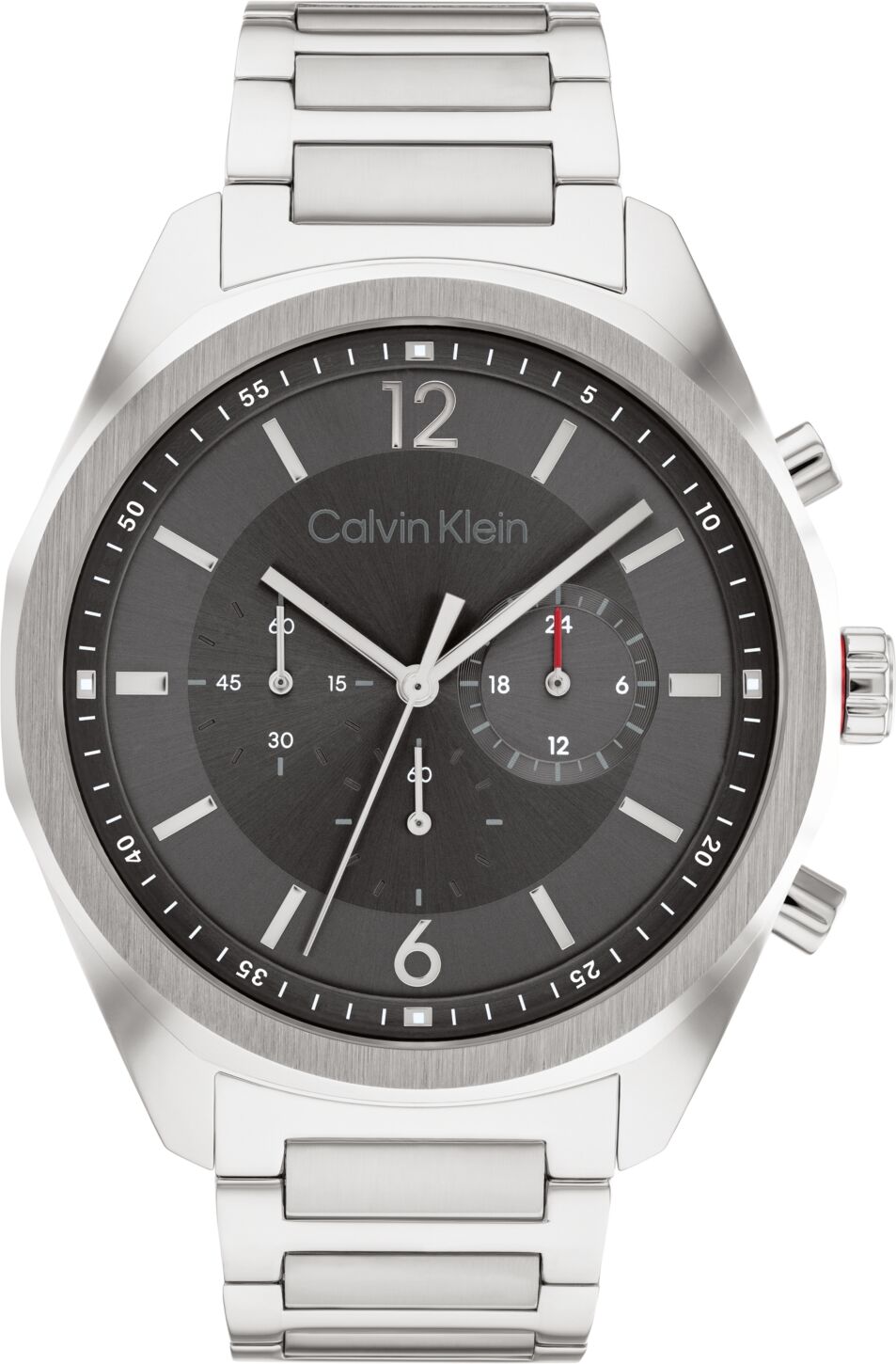 Calvin Klein Men's Multifunction Silver-Tone Stainless Steel Bracelet Watch 45mm - Stainless Steel