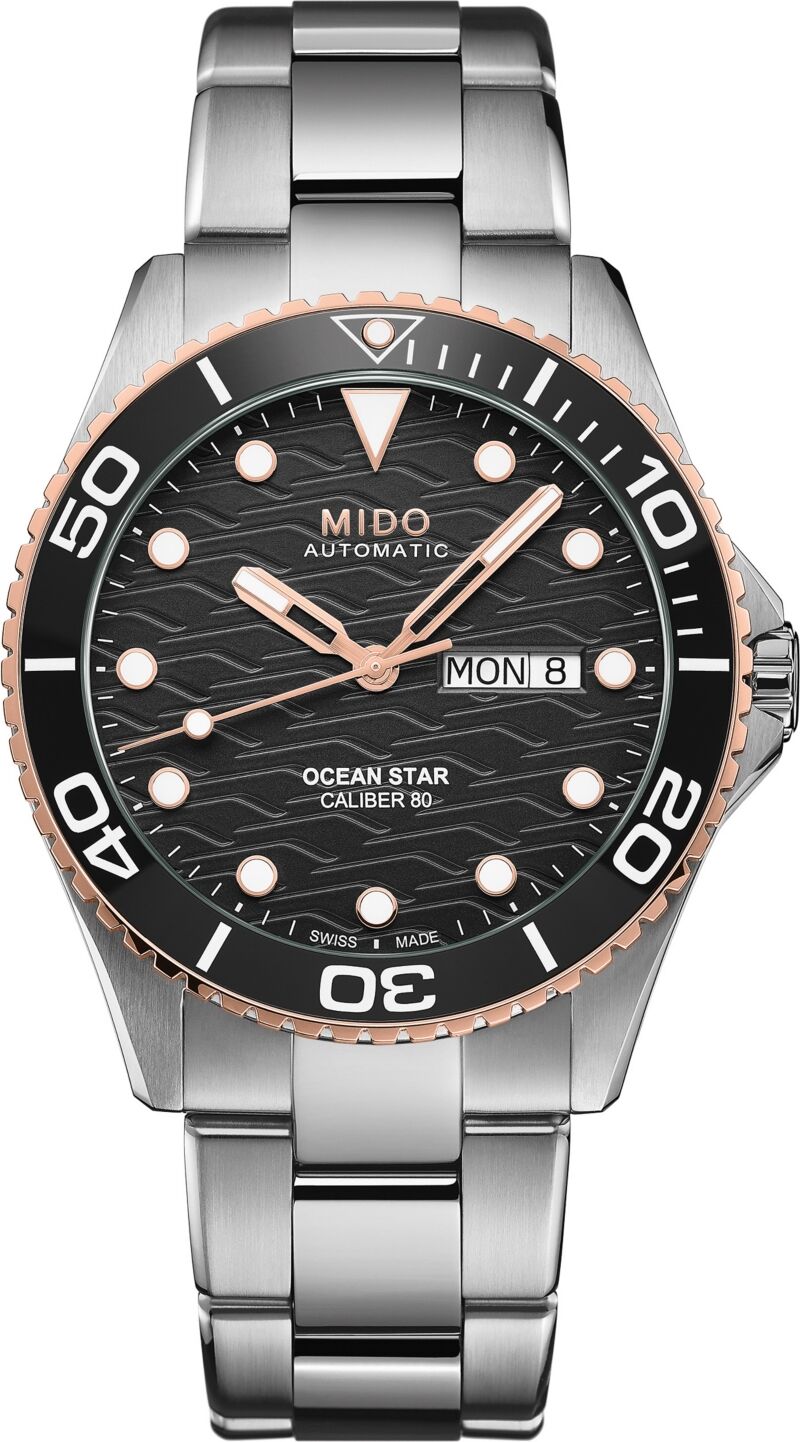 Mido Unisex Swiss Automatic Ocean Star 200 Stainless Steel Bracelet Watch 44mm - Black