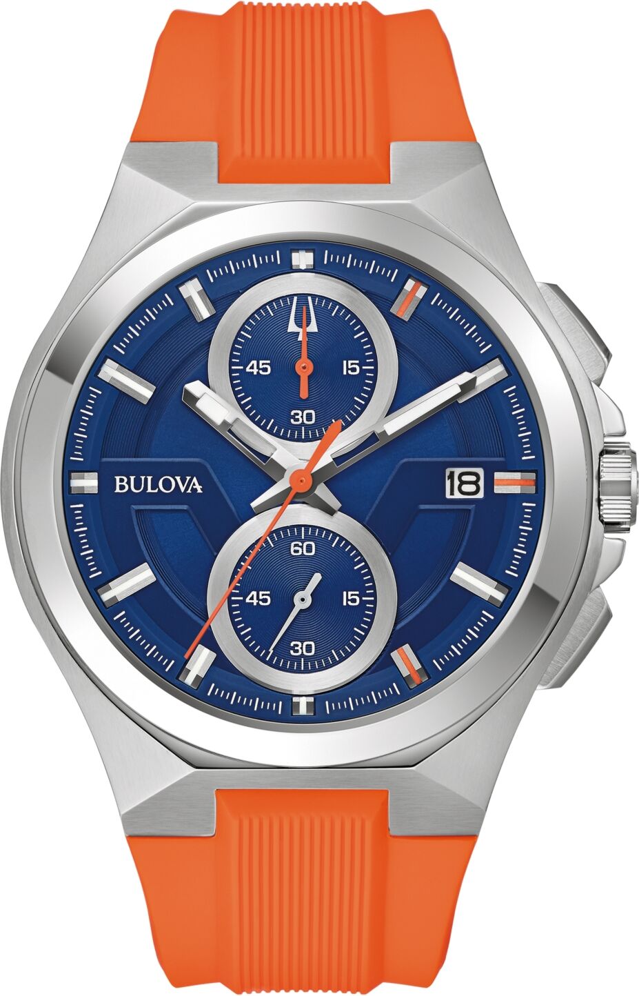 Bulova Men's Chronograph Marc Anthony Maquina Orange Silicone Strap Watch 46mm - Orange