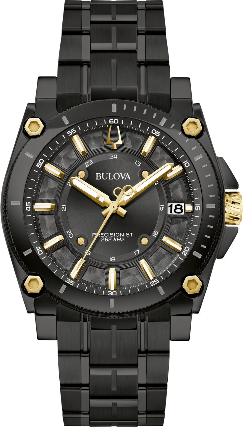 Bulova Men's Precisionist Icon Black-Tone Stainless Steel Bracelet Watch 40mm - Black