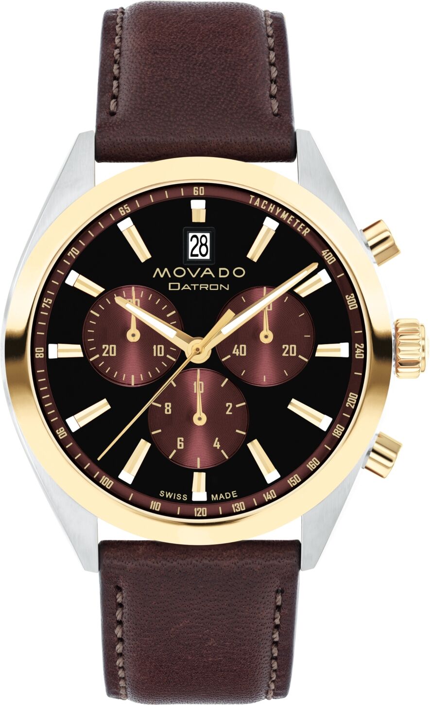 Movado Men's Datron Swiss Quartz Chrono Brown Leather Watch 40mm - Brown