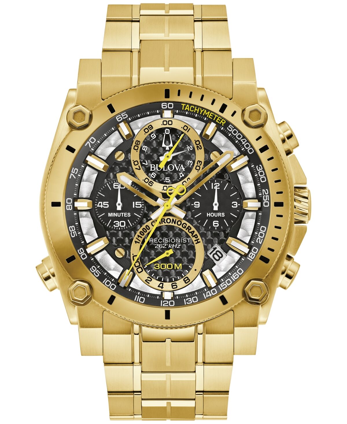 Bulova Men's Chronograph Precisionist Icon Gold-Tone Stainless Steel Bracelet Watch 47mm - Gold-tone