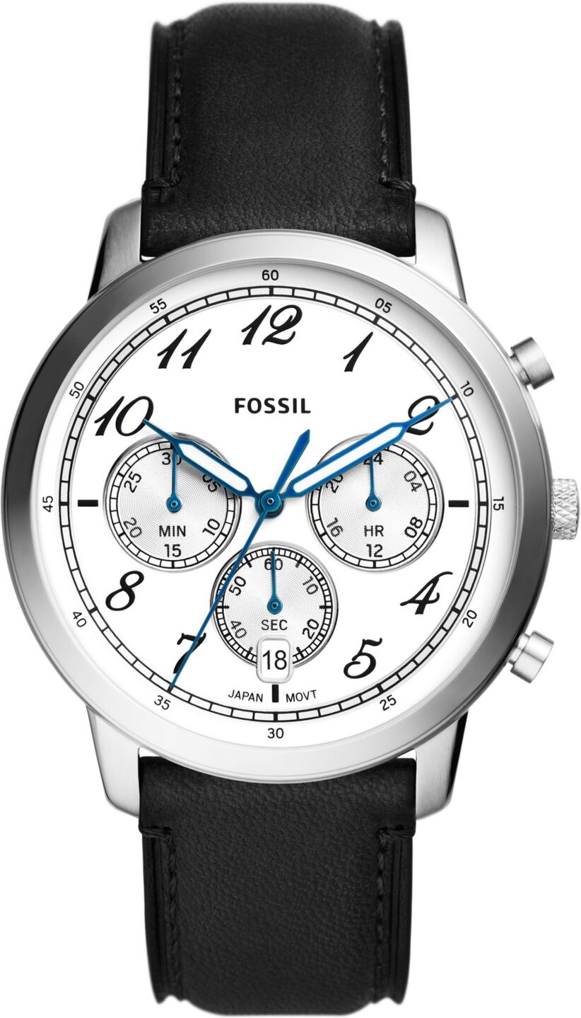 Fossil Men's Neutra Chronograph Black Leather Watch 44mm - Black