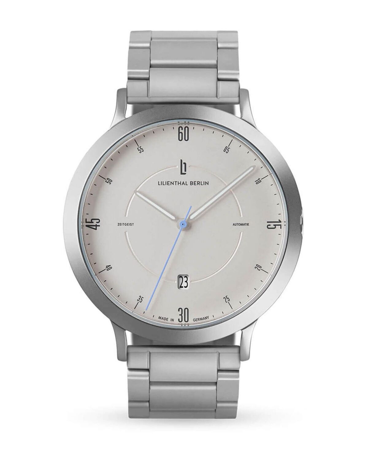 Lilienthal Berlin Men's Zeitgeist Automatik Silver Silver-Tone Stainless Steel Link Watch 42mm - Silver