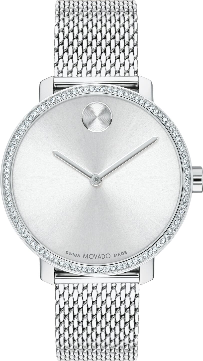 Movado Women's Swiss Bold Shimmer Stainless Steel Mesh Bracelet Watch 34mm - Silver-tone