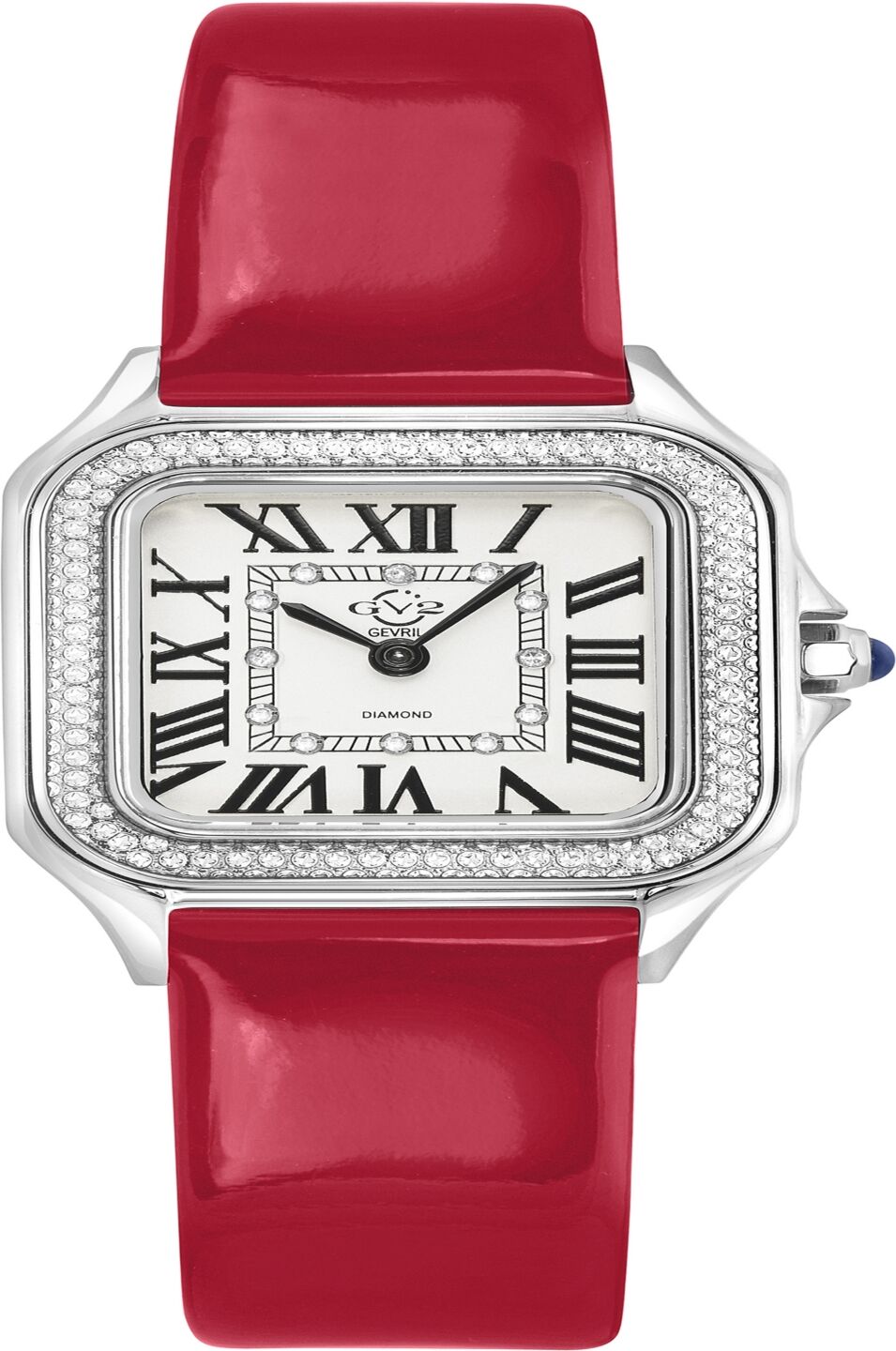 GV2 by Gevril Women's Milan Red Leather Watch 27.5mm - Red