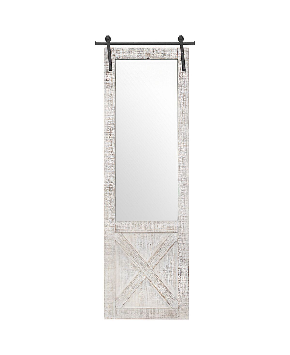 Crystal Art Gallery American Art Decor Wood Hanging Barn Door Wall Mirror - Off-white