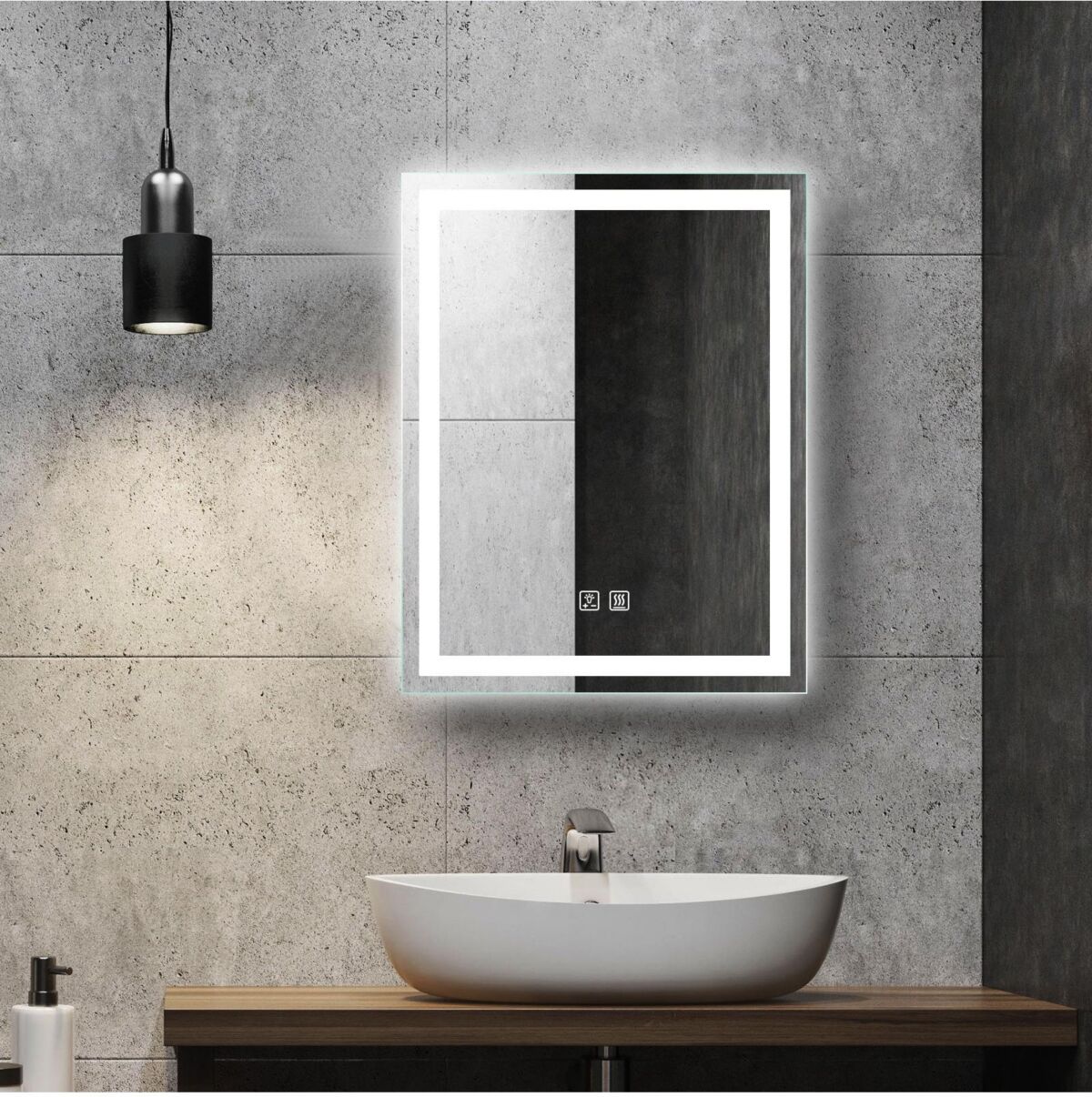 Homlux 24 in. W x 30 in. H Rectangular Frameless Led Light with 3-Color and Anti-Fog Wall Mounted Bathroom Vanity Mirror - Silver