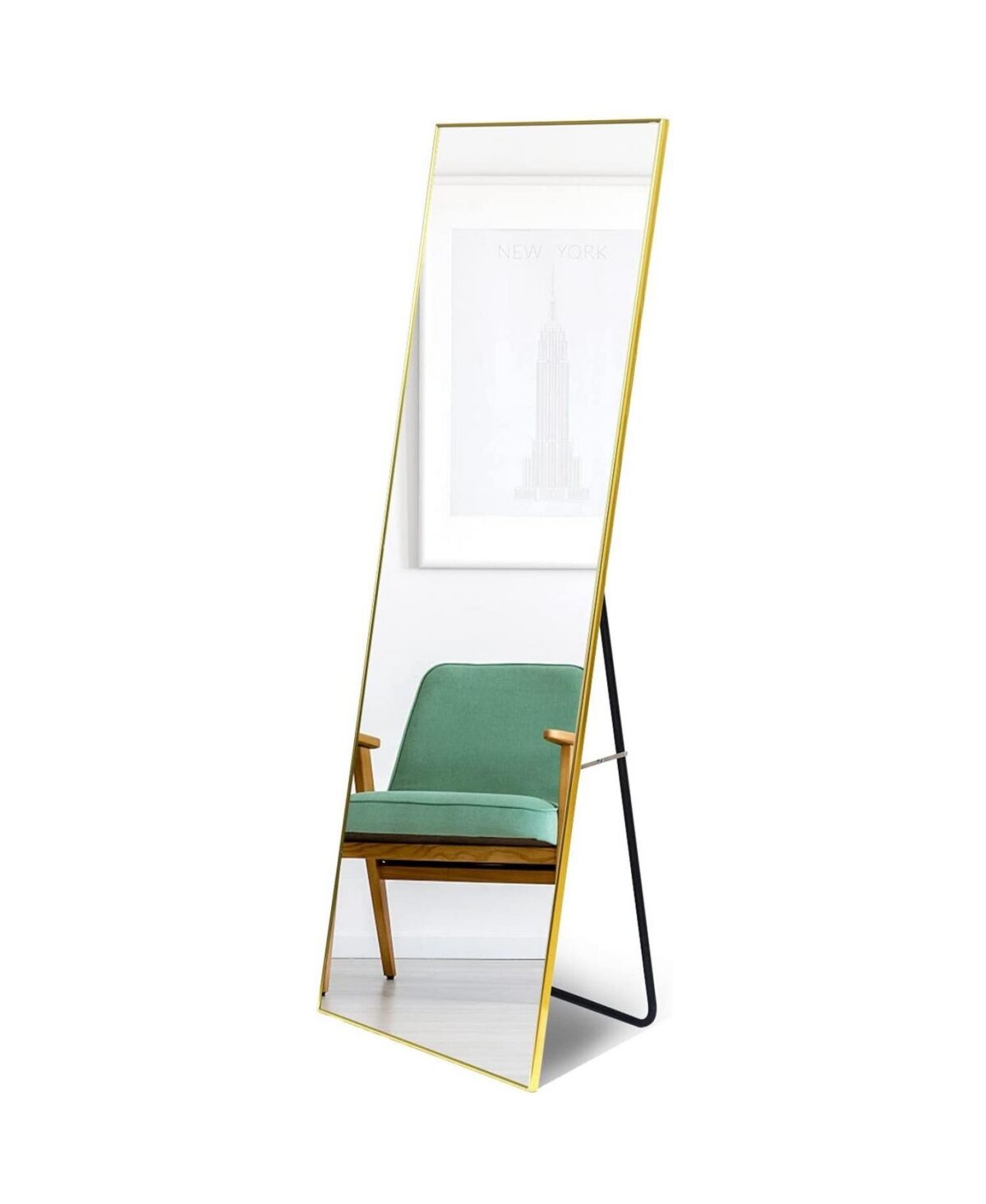 Simplie Fun Full Length Mirror, Floor Mirror with Stand, Dressing Mirror, Bedroom Mirror with aluminum Frame 65