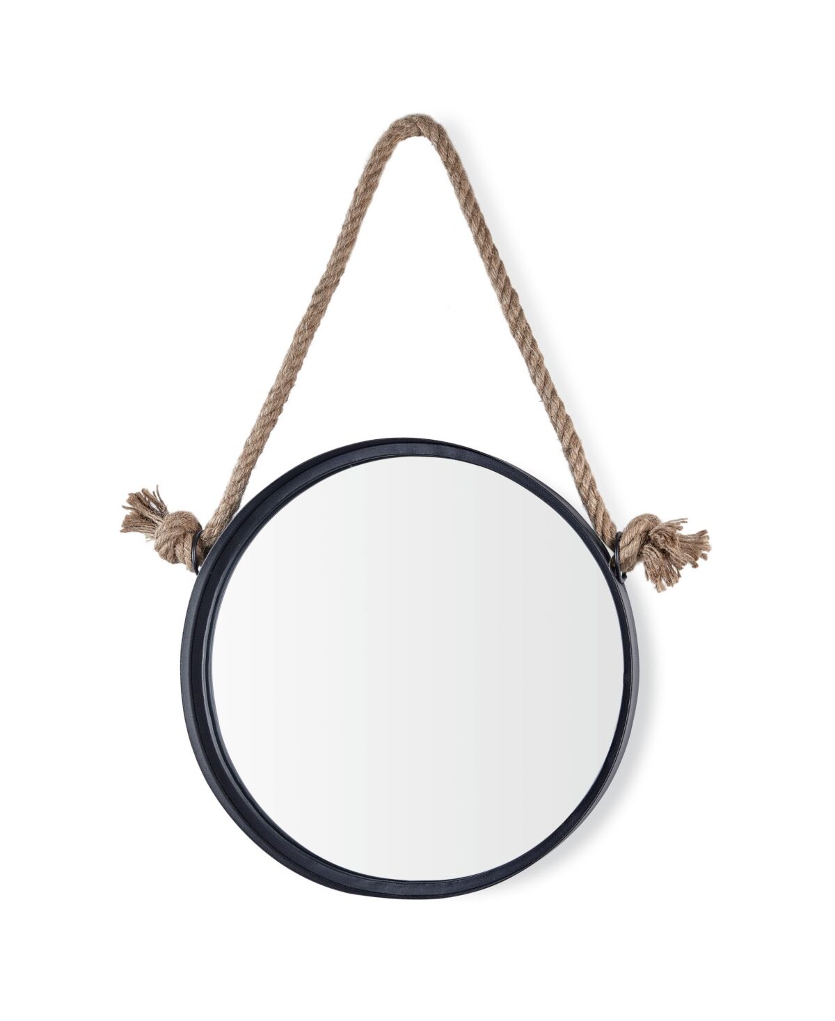 Danya B Round Accent Mirror with Hanging Rope - Black