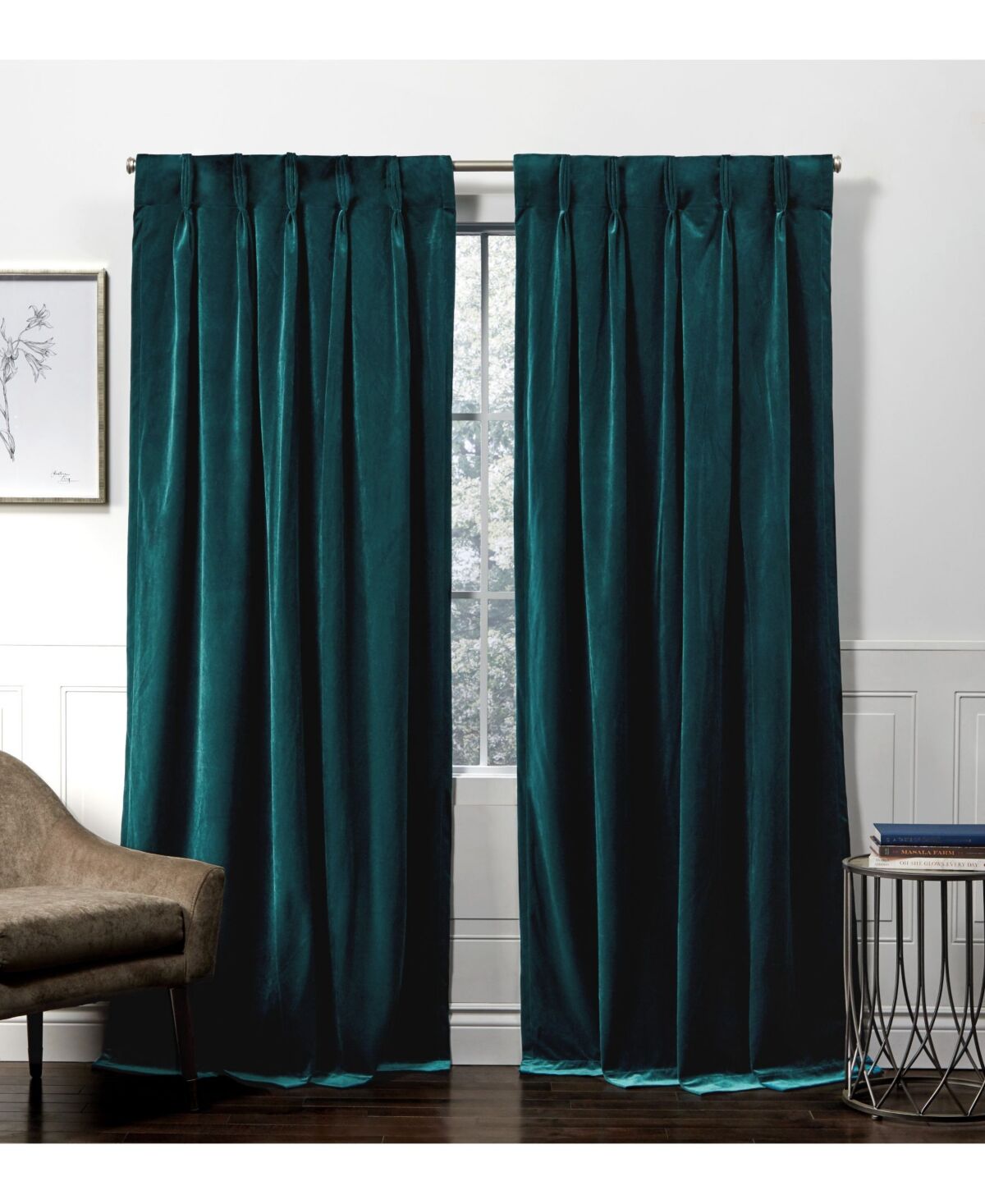Exclusive Home Curtains Velvet Heavyweight Hidden Tab Top Curtain Panel Pair, 52