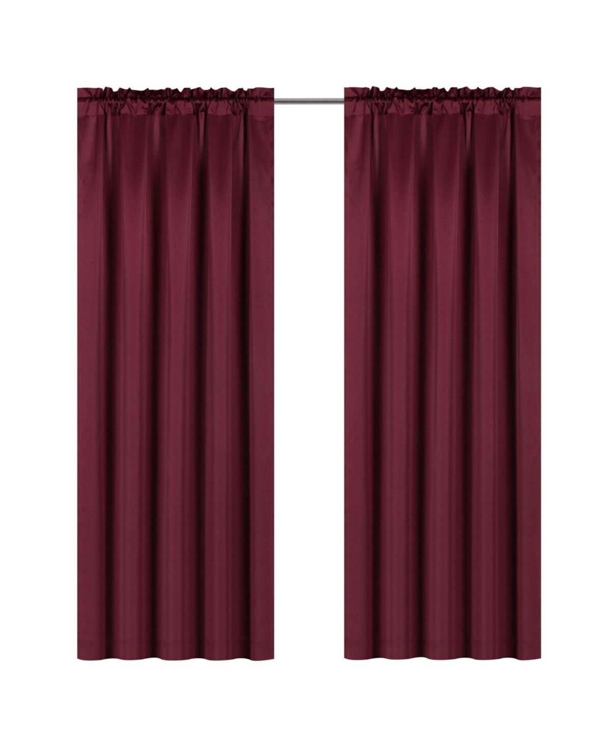 Kate Aurora Lux Living Complete 9 Piece Semi Sheer Rod Pocket Window Curtain & Valance Set - All burgundy