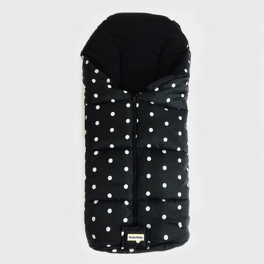 Rocketbaby Universal Stroller Footmuff with Detachable Bottom Black w/White Dots - Black