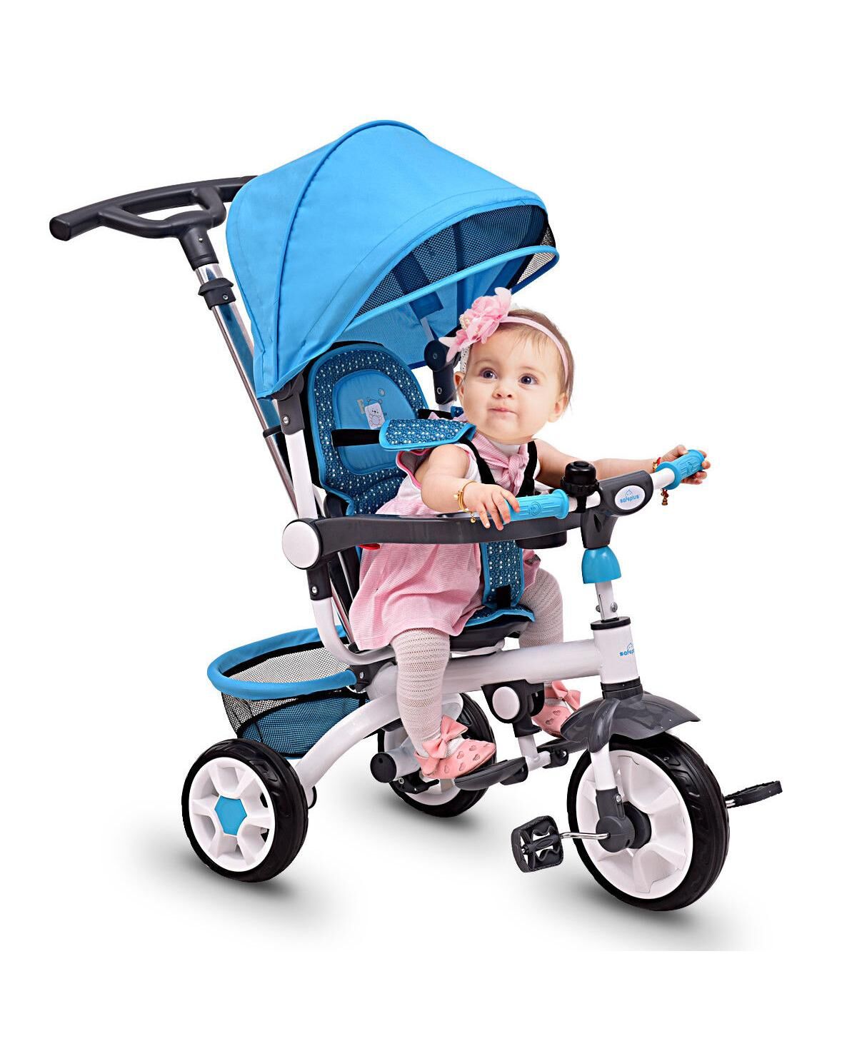 Costway Baby Stroller Tricycle Detachable Learning Toy Bike - Blue