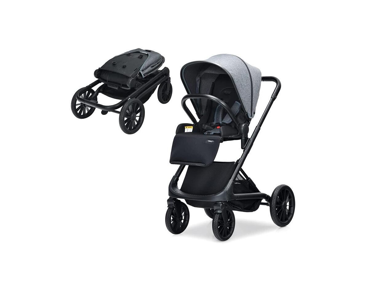 Slickblue 2-in-1 Convertible Baby Stroller with Oversized Storage Basket - Grey