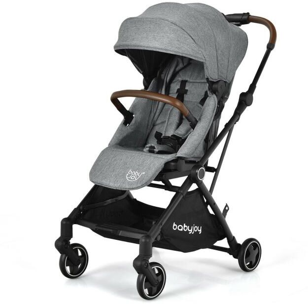 Slickblue 2-in-1 Convertible Aluminum Baby Stroller with Adjustable Canopy - Grey