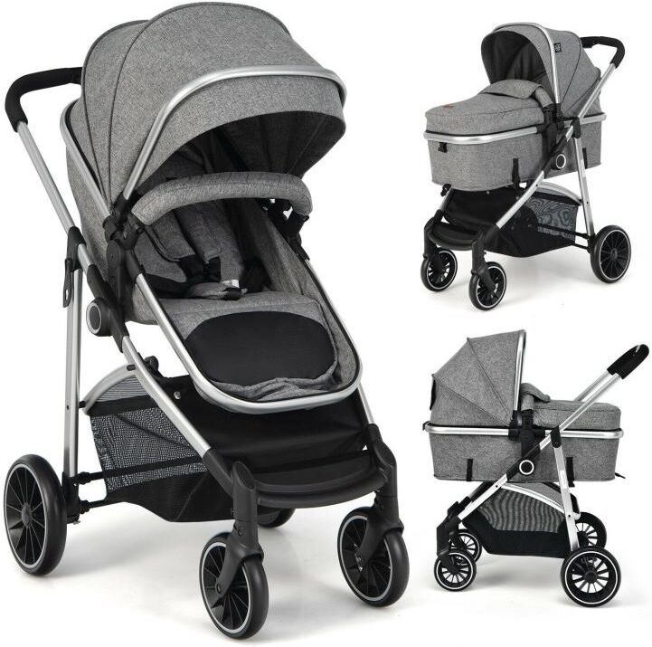 Slickblue 2-in-1 Convertible Baby Stroller with Reversible Seat - Grey