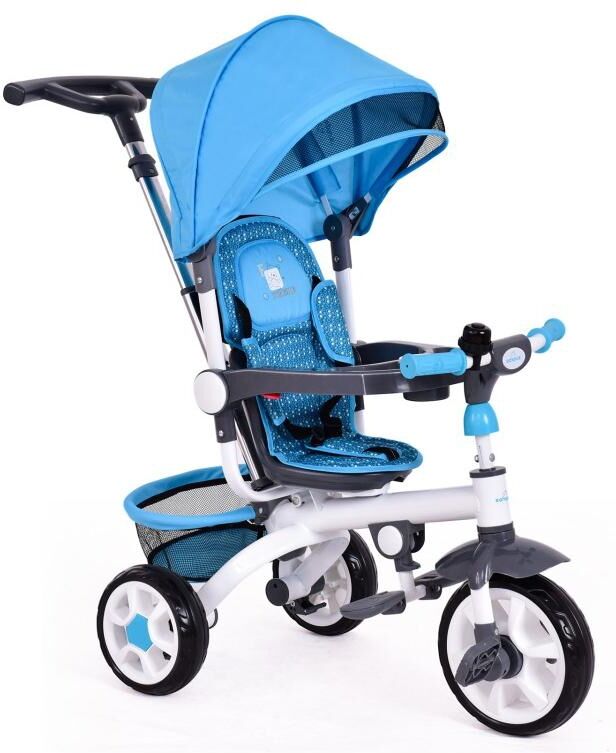 Slickblue 4-in-1 Detachable Baby Stroller Tricycle with Round Canopy - Blue