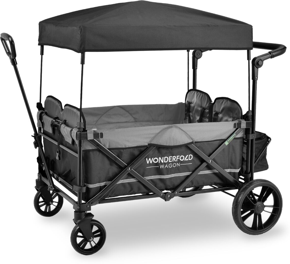 Wonderfold Wagon X4 Push and Pull Quad Stroller Wagon - Stone Gray