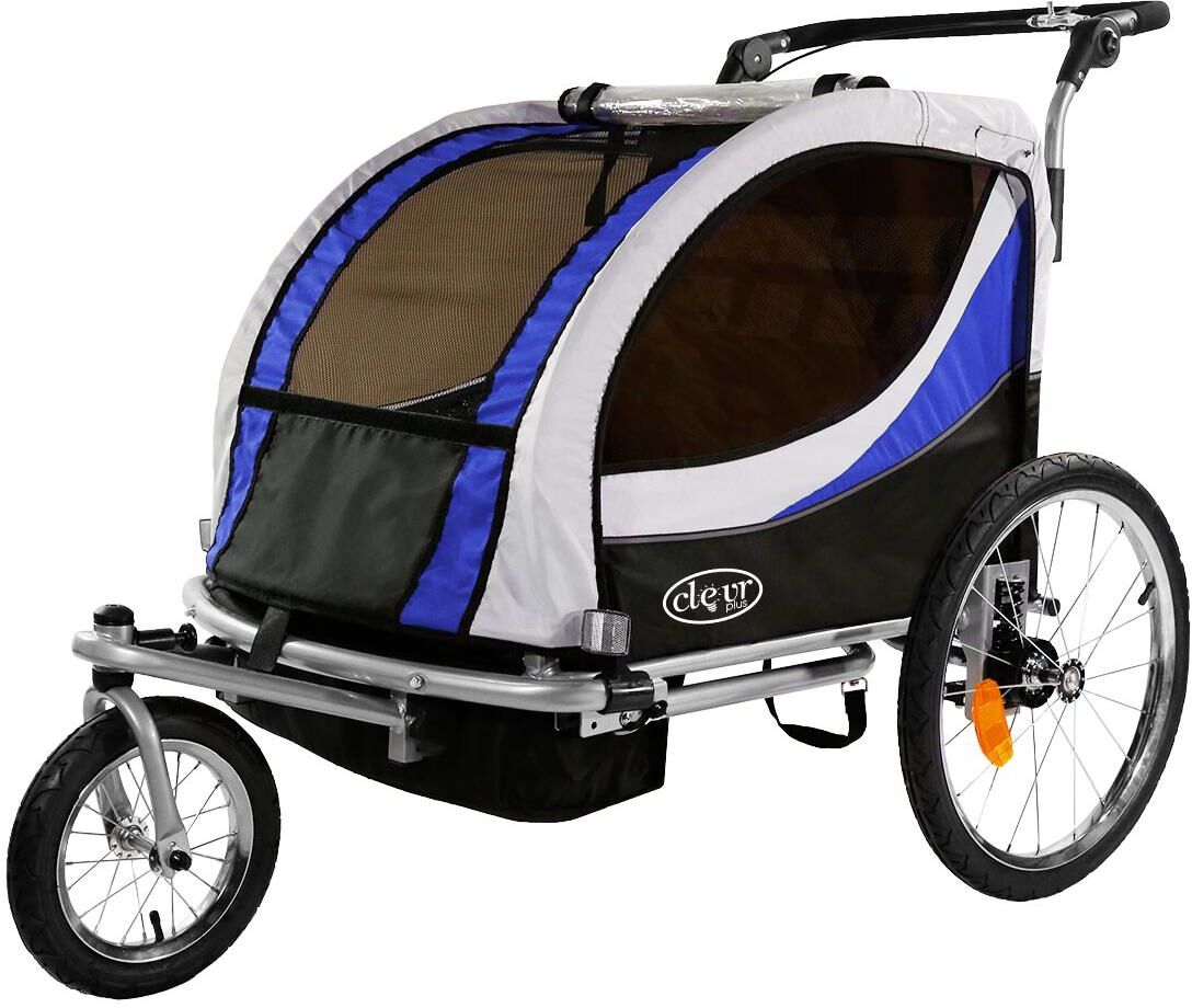 ClevrPlus Deluxe 3-in-1 Bike Trailer Stroller Jogger for Kids, Blue - Blue