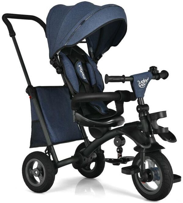 Slickblue 7-In-1 Baby Folding Tricycle Stroller with Rotatable Seat - Blue