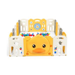 Slickblue 16-Panel Foldable Baby Playpen with Sound - Yellow, White