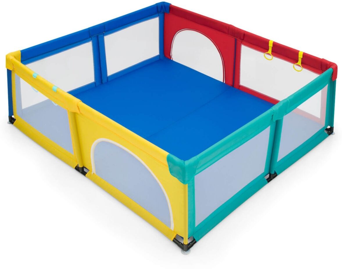 Slickblue Large Infant Baby Playpen Safety Play Center Yard with 50 Ocean Balls - Multicolor