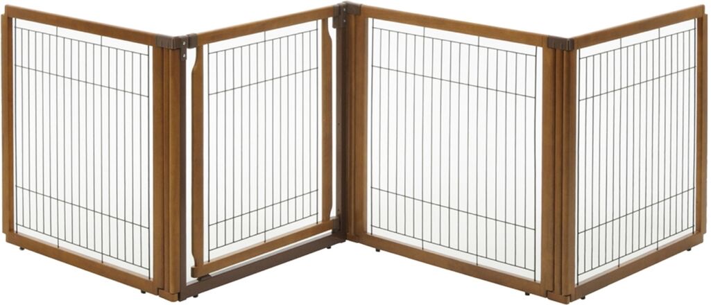 Richell Convertible Elite Pet Gate - 4 Panel - Brown