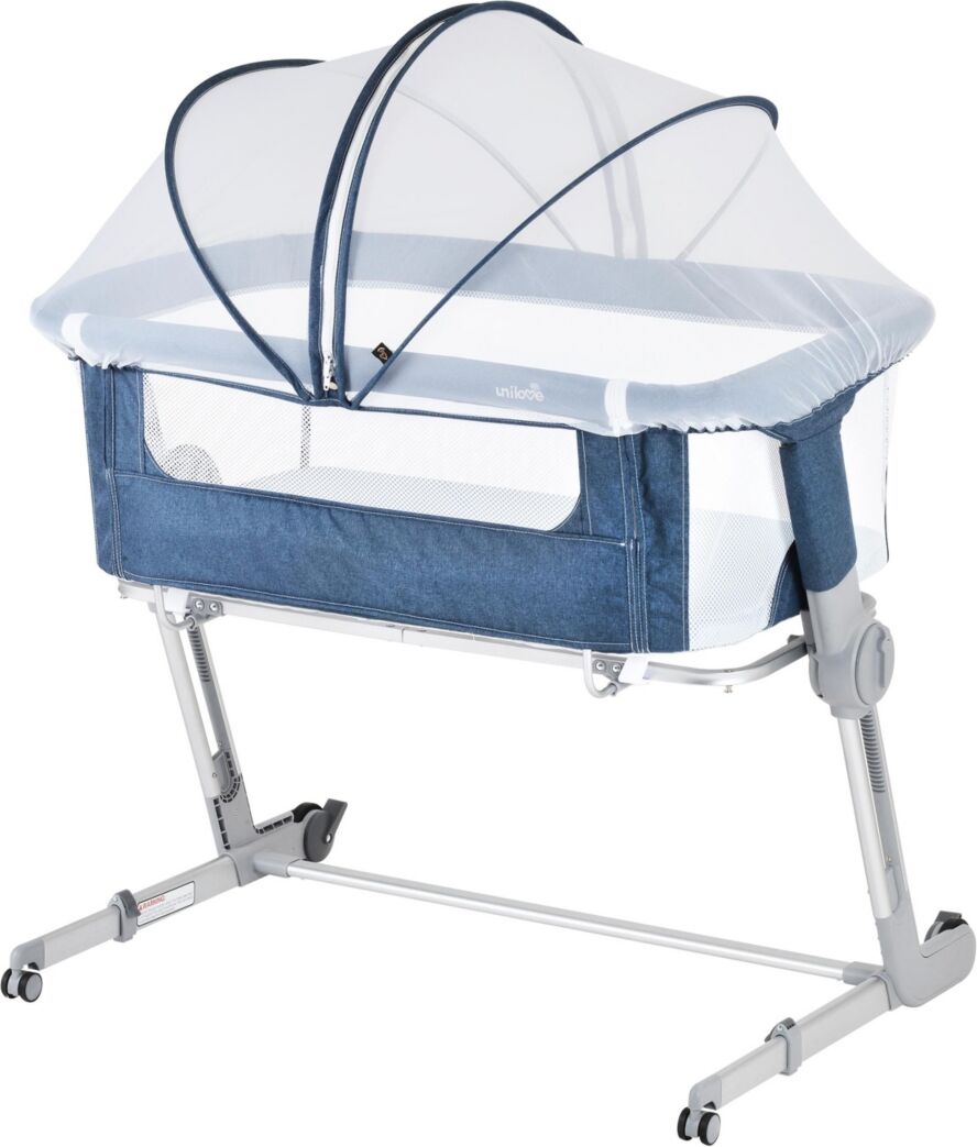 Unilove Hug Me Plus 3-in-1 Bedside Sleeper and Portable Bassinet with Mosquito Net - Airflow Blue