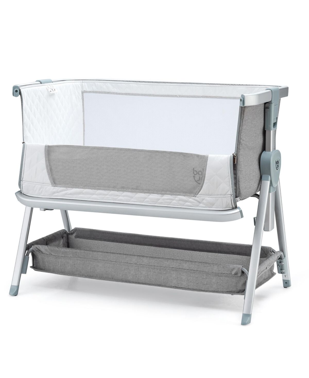Costway Baby Bed Side Crib Portable Adjustable Infant Travel Sleeper Bassinet - Grey