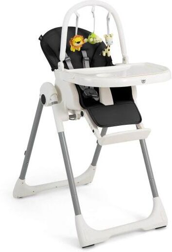 Slickblue 4-in-1 Foldable Baby High Chair with 7 Adjustable Heights and Free Toys Bar - Black