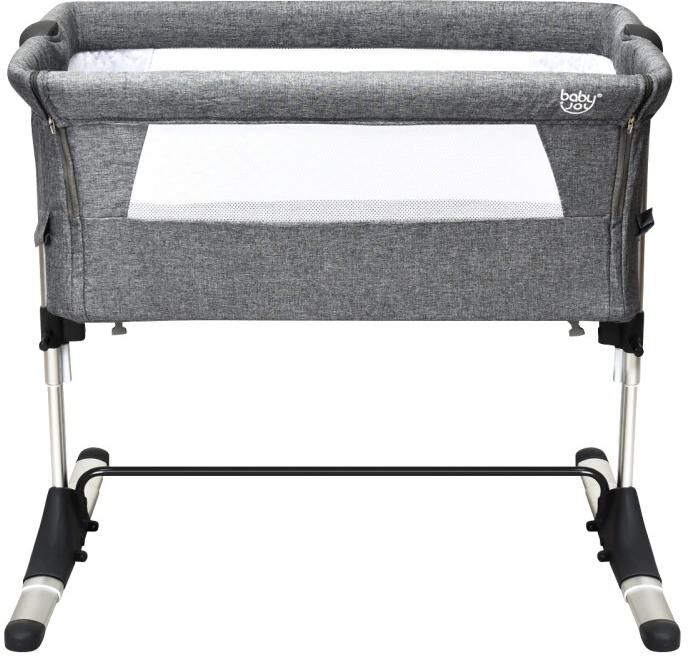 Slickblue Travel Portable Baby Bed Side Sleeper Bassinet Crib with Carrying Bag - Grey