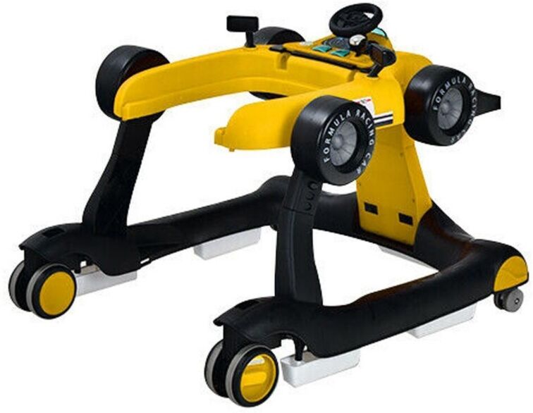 Slickblue 4-in-1 Foldable Activity Push Walker with Adjustable Height - Yellow