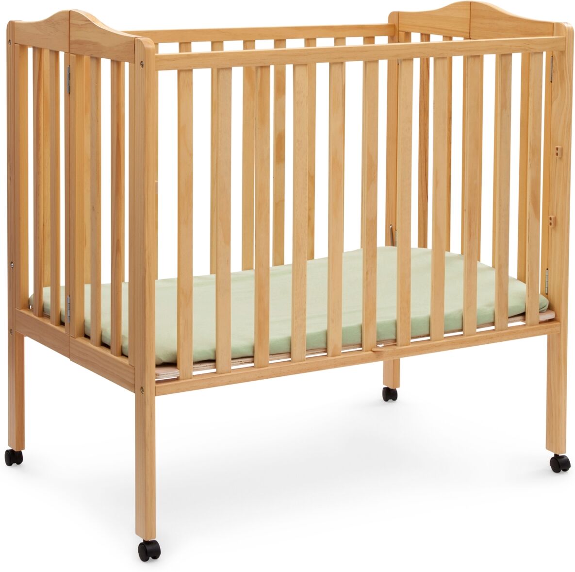 Delta Children Folding Portable Mini Baby Crib with Mattress - Natural