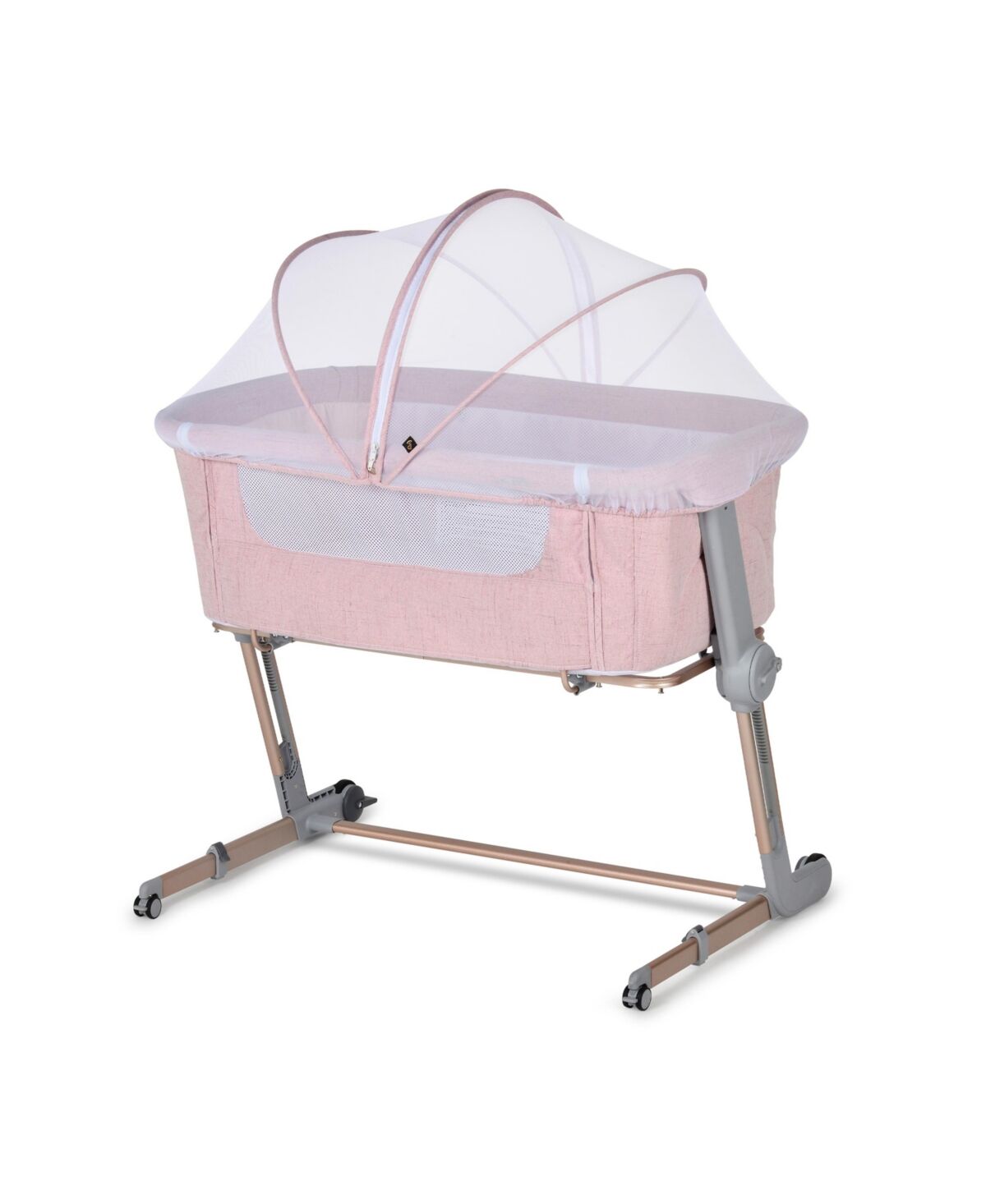 Unilove Hug Me Plus 3-in-1 Bedside Sleeper & Portable Bassinet with Mosquito Net - Plum Pink