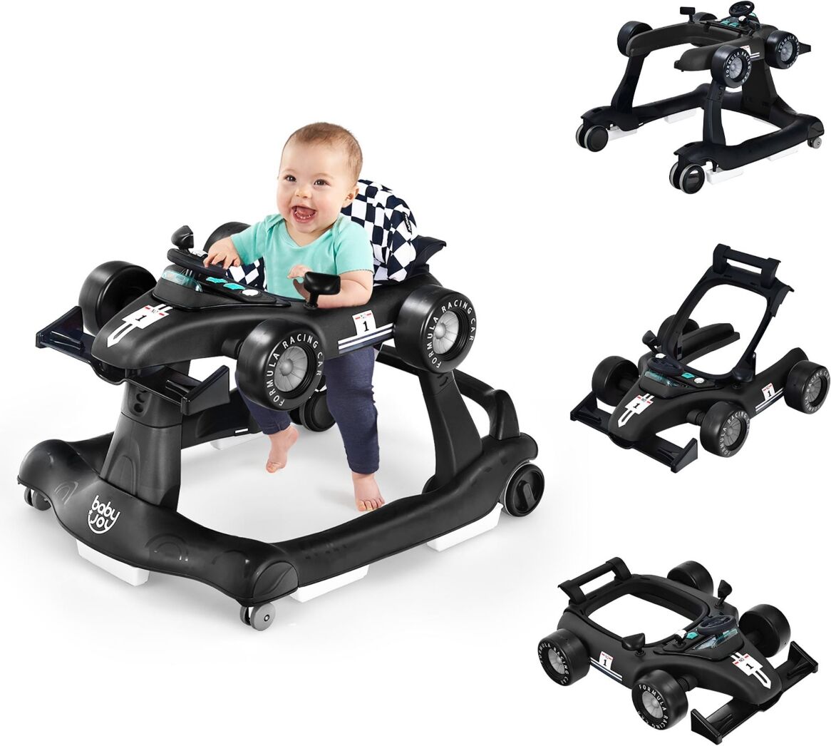 Costway Baby 4-in-1 Baby Walker Foldable Activity Push Walker Adjustable - Black