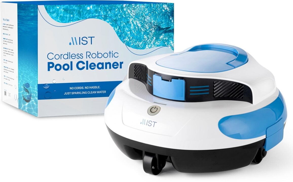 Mist Cordless Advanced Robotic Pool Cleaner, Self-Parking, Pool Vacuum Has 100 Mins Maximum Run Time, Ideal for Above/In-Ground Flat Pools up to 10 Fe